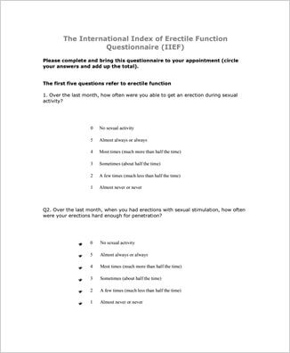 IIEF QUESTIONNAIRE